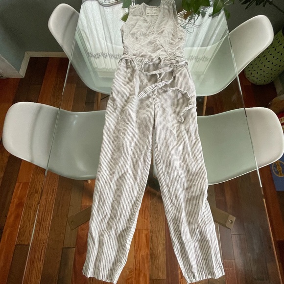 notPERFECTLINEN black/white stripe Sleeveless Margaret Wrap Jumpsuit - Picture 2 of 11